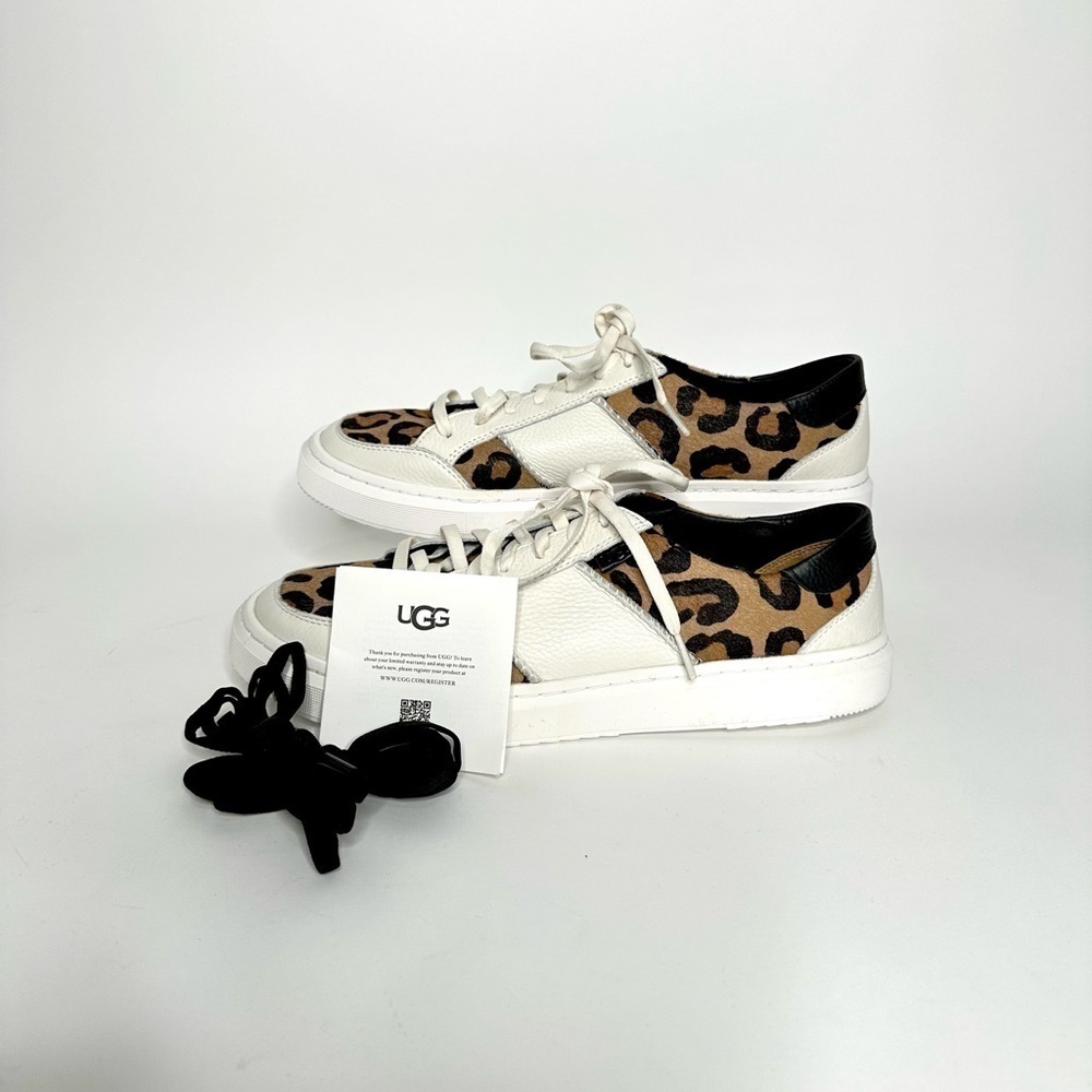 UGG Womans Alameda Spotty Lace Sneakers White and Leopard Print  size 12